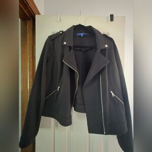 LOFT Black Moto Jacket with Silver Zippers